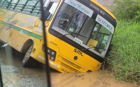 Bengaluru Pothole Horror: School Bus Topples with 20 Students