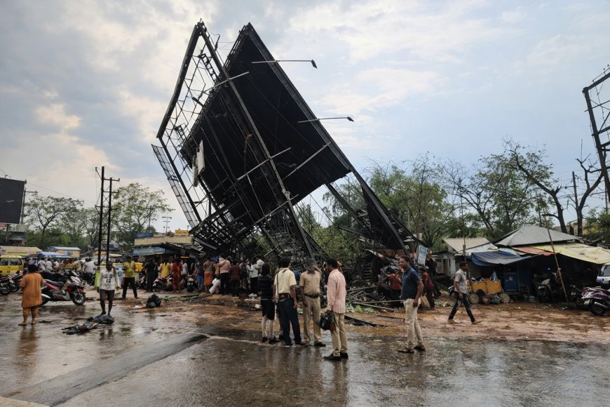 Bhubaneswar Hoarding Collapse in High Winds Kills One