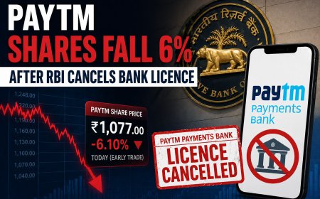Paytm Shares Fall 6% After RBI Cancels Bank Licence
