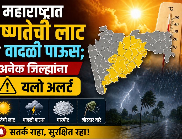 महाराष्ट्रात उष्णतेची लाट व वादळी पाऊस; अनेक जिल्ह्यांना यलो अलर्ट