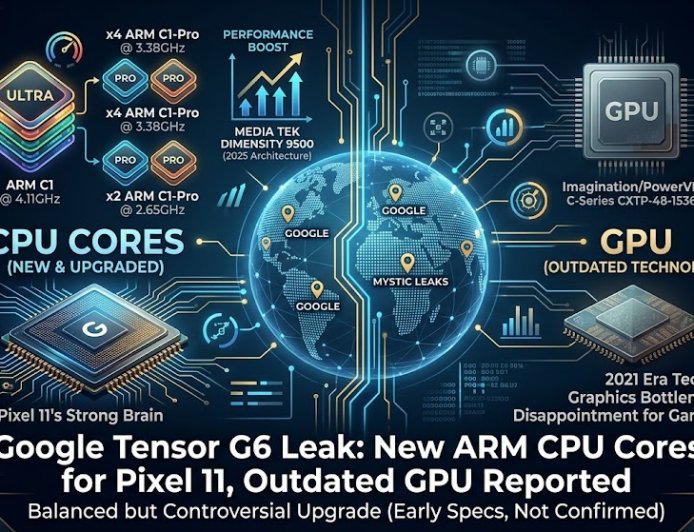 Google Tensor G6 Leak: New ARM CPU Cores for Pixel 11, Outdated GPU Reported
