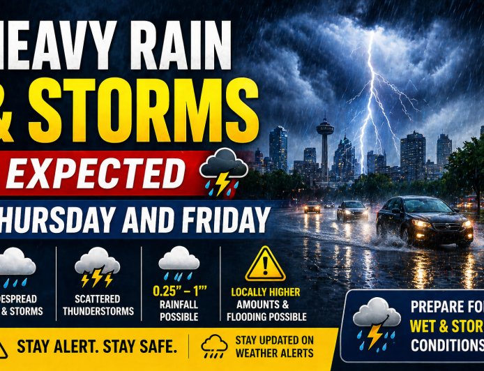 Heavy Rain & Storms Expected Thursday and Friday