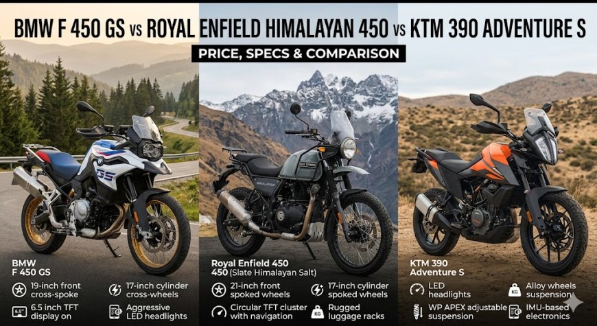 BMW F 450 GS vs Himalayan 450 vs KTM 390 Adventure S: Price, Specs & Comparison