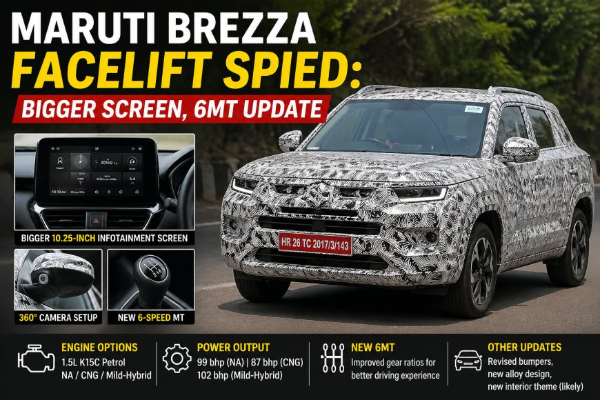 Maruti Brezza Facelift Spied: Bigger Screen, 6MT Update