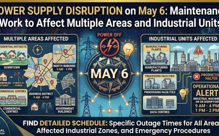 Power Supply Disruption on May 6: Maintenance Work to Affect Multiple Areas and Industrial Units