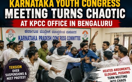 Karnataka Youth Congress Meeting Turns Chaotic at KPCC Office in Bengaluru