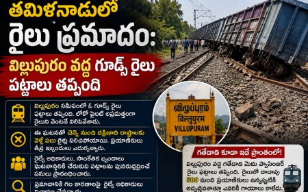 తమిళనాడులో రైలు ప్రమాదం: విల్లుపురం వద్ద గూడ్స్ రైలు పట్టాలు తప్పింది