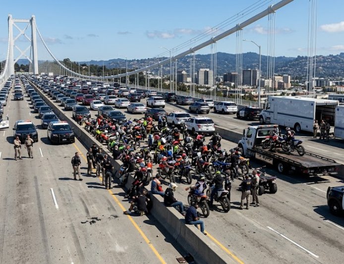 Bay Bridge Traffic Halted After Dirt Bike Takeover, 70 Seized