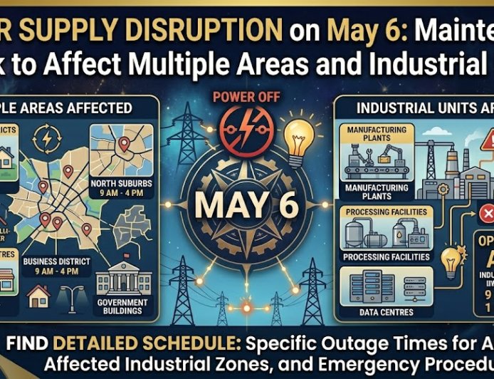 Power Supply Disruption on May 6: Maintenance Work to Affect Multiple Areas and Industrial Units