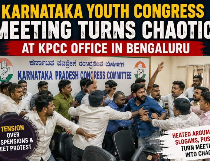 Karnataka Youth Congress Meeting Turns Chaotic at KPCC Office in Bengaluru