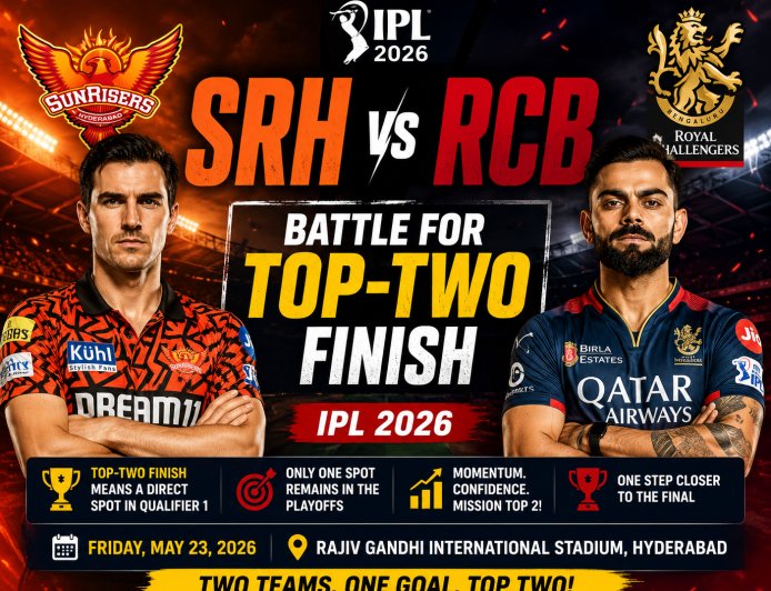SRH vs RCB: Battle for Top-Two Finish in IPL 2026