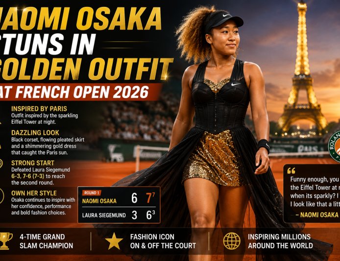 Naomi Osaka Stuns in Golden Outfit at French Open 2026