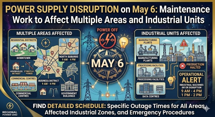 Power Supply Disruption on May 6: Maintenance Work to Affect Multiple Areas and Industrial Units