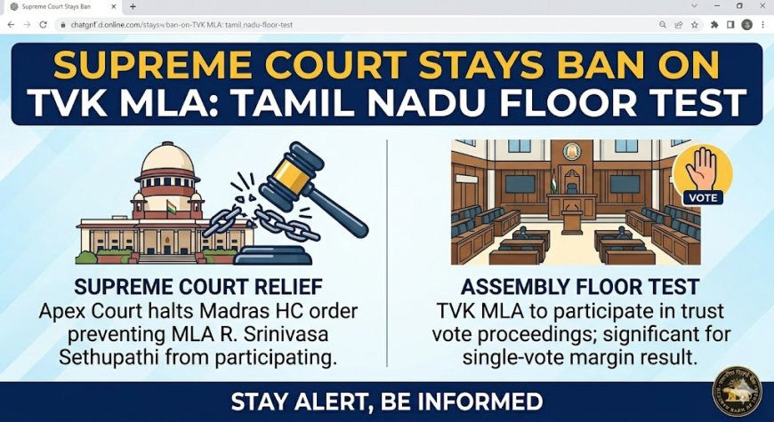Supreme Court Stays Ban on TVK MLA in Tamil Nadu Floor Test
