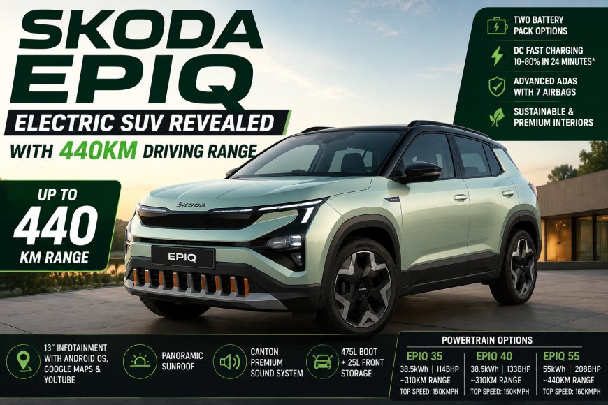 Skoda Epiq Electric SUV Revealed With 440km Driving Range