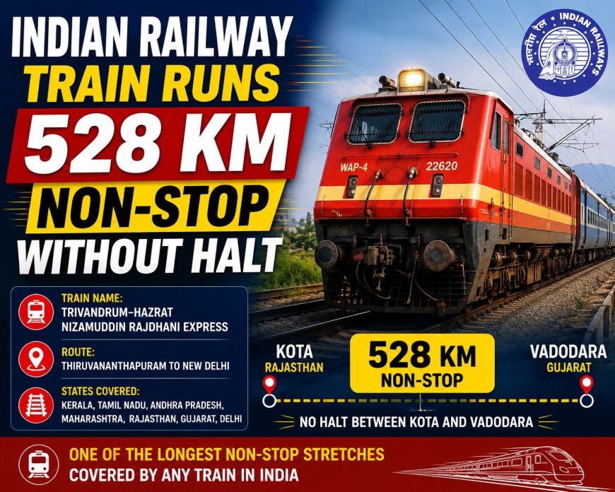 Indian Railway Train Runs 528 KM Non-Stop Without Halt