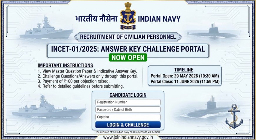 Indian Navy INCET-01/2025 Answer Key Challenge Portal Open