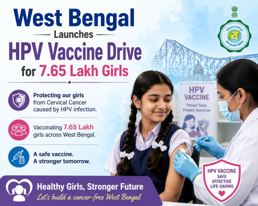 West Bengal Launches HPV Vaccine Drive for 7.65 Lakh Girls