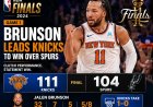 NBA Finals Game 1: Brunson Leads Knicks to Win Over Spurs