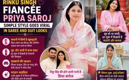 Rinku Singh Fiancée Priya Saroj Simple Style Goes Viral in Saree and Suit Looks