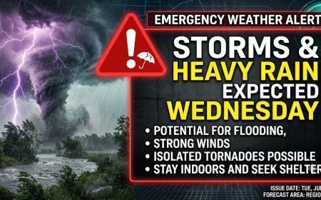 Weather Alert: Storms & Heavy Rain Expected Wednesday