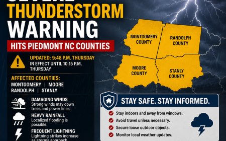 Severe Thunderstorm Warning Hits Piedmont NC Counties
