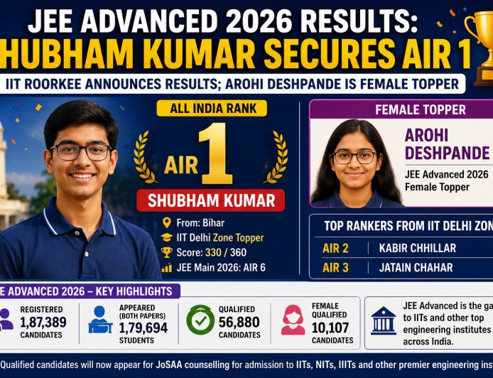 JEE Advanced 2026 Results: Shubham Kumar Secures AIR 1