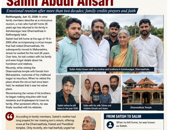 Missing 26 Years Man Returns Home as Salim in Dharmasthala