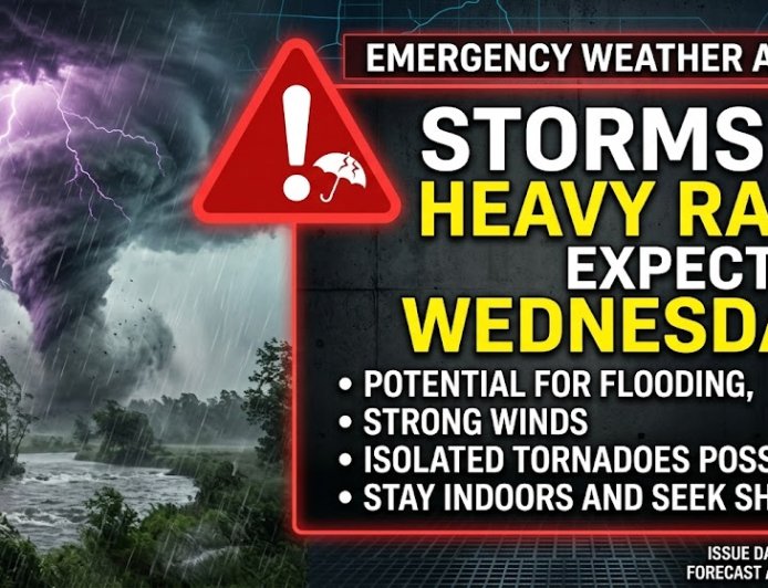 Weather Alert: Storms & Heavy Rain Expected Wednesday