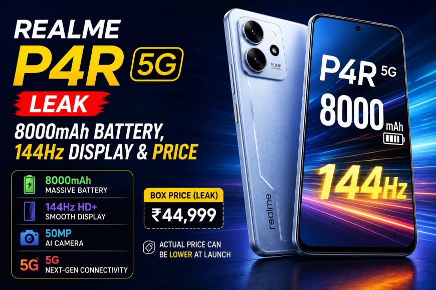 Realme P4R 5G Leak: 8000mAh Battery, 144Hz Display & Price