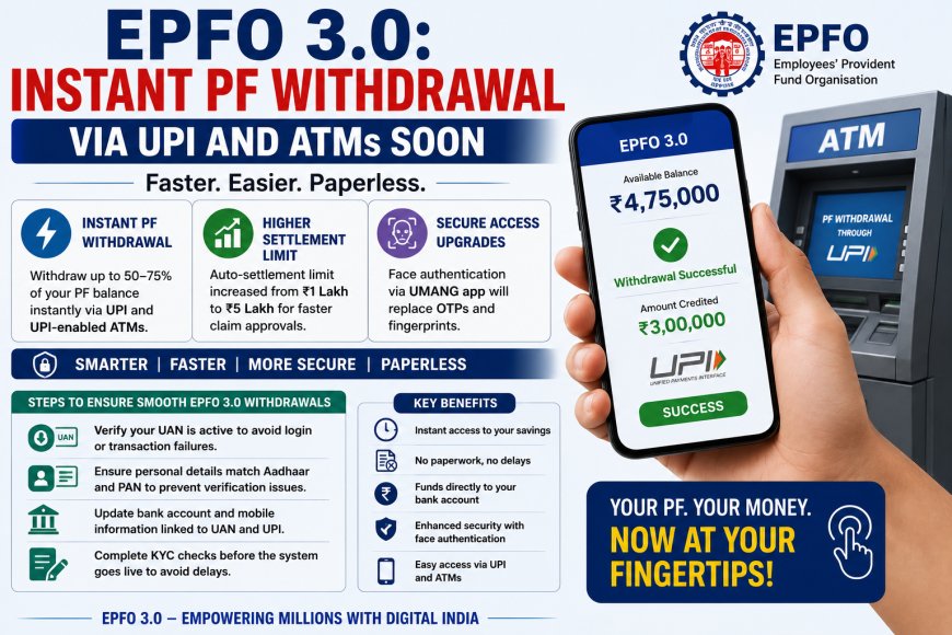 EPFO 3.0: Instant PF Withdrawal via UPI and ATMs Soon
