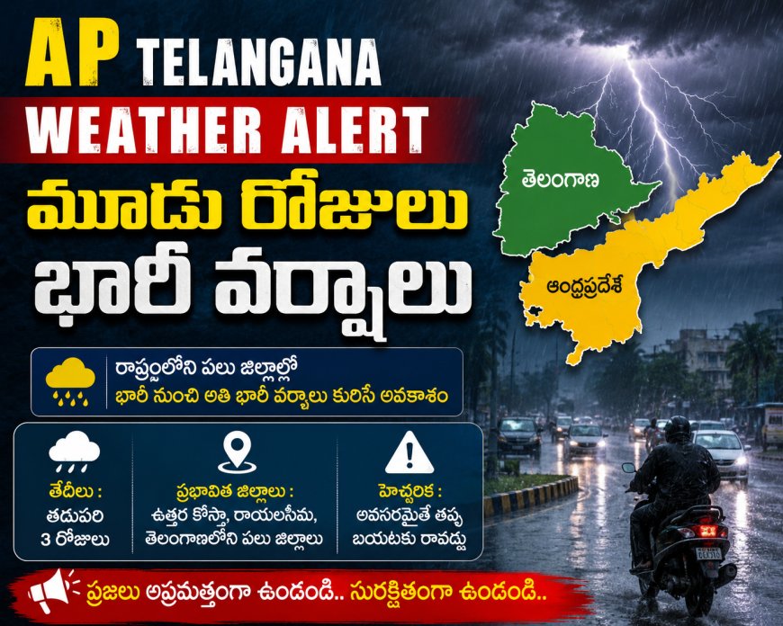 AP Telangana Weather Alert: మూడు రోజులు భారీ వర్షాలు