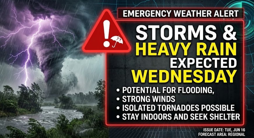 Weather Alert: Storms & Heavy Rain Expected Wednesday