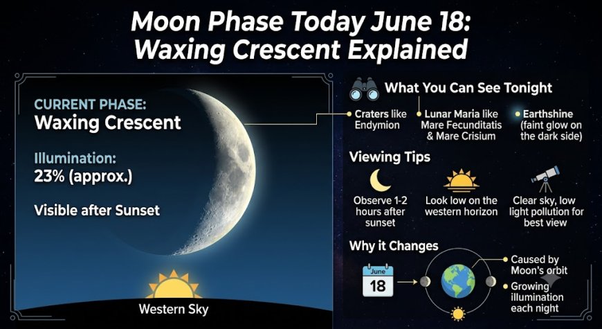 Moon Phase Today June 18: Waxing Crescent Explained