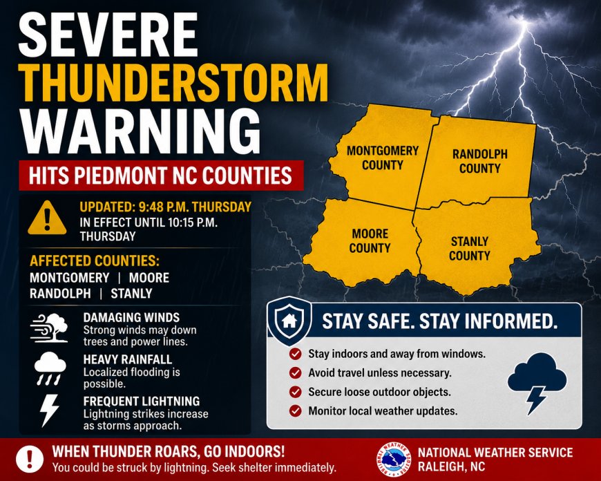 Severe Thunderstorm Warning Hits Piedmont NC Counties